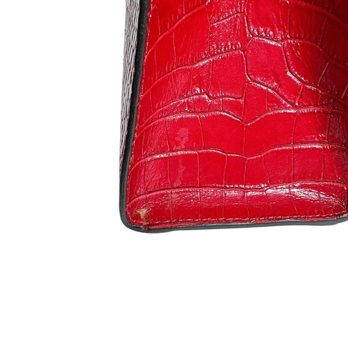 クロコダイル ハンドバッグ レッド CROCODILE ショルダー 型押しクロコ