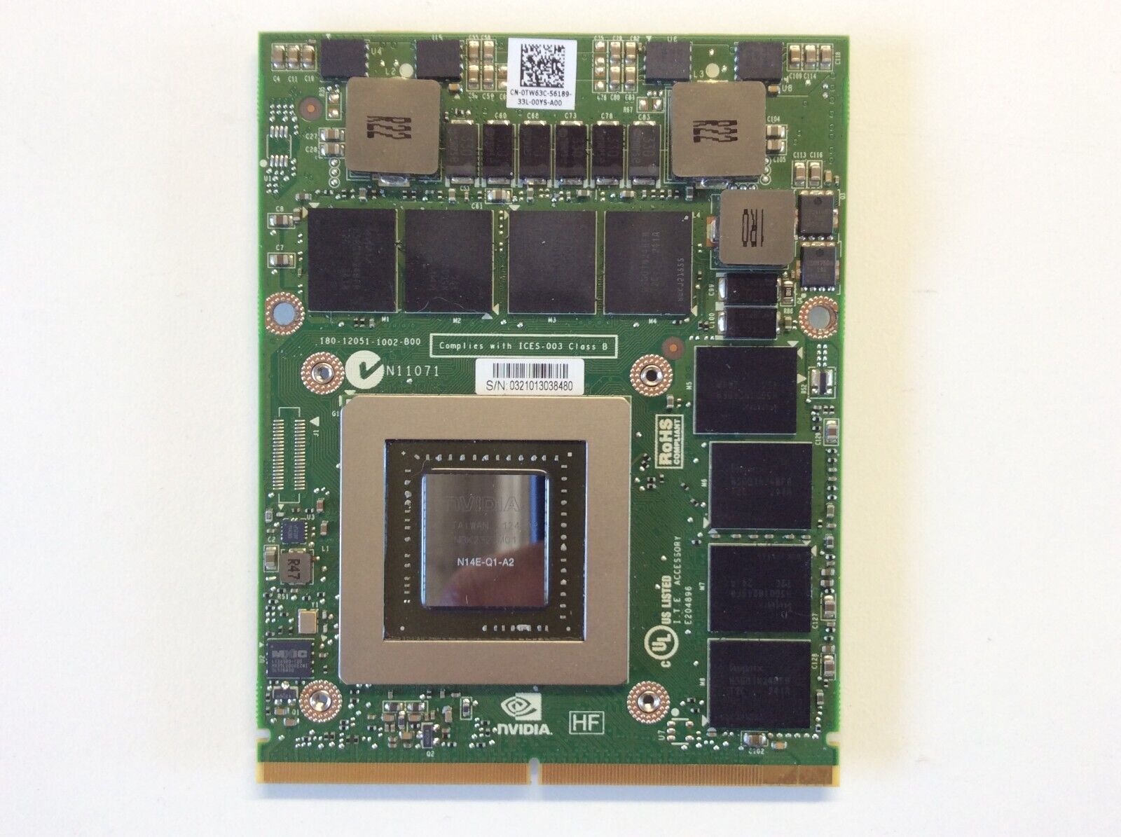 Dell Precision M6800 M6700 nVIDIA Quadro K3000M 2GB ビデオ