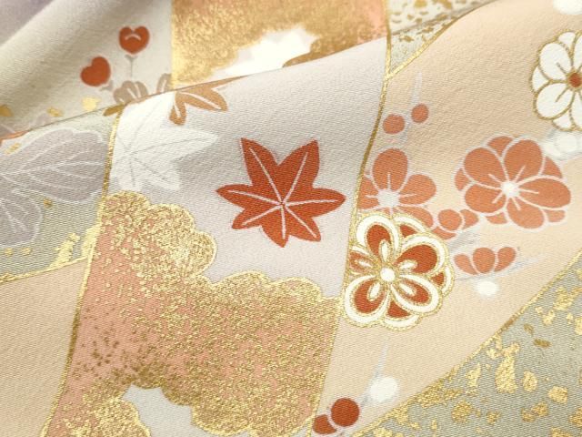 【高級訪問着】駒刺繍　草花文　暈し染め　金彩 やまと誂製 正絹No.156❤️ 平和屋着物○訪問着 駒刺繍 地紙草花文 暈し染め 金糸 金彩 正絹