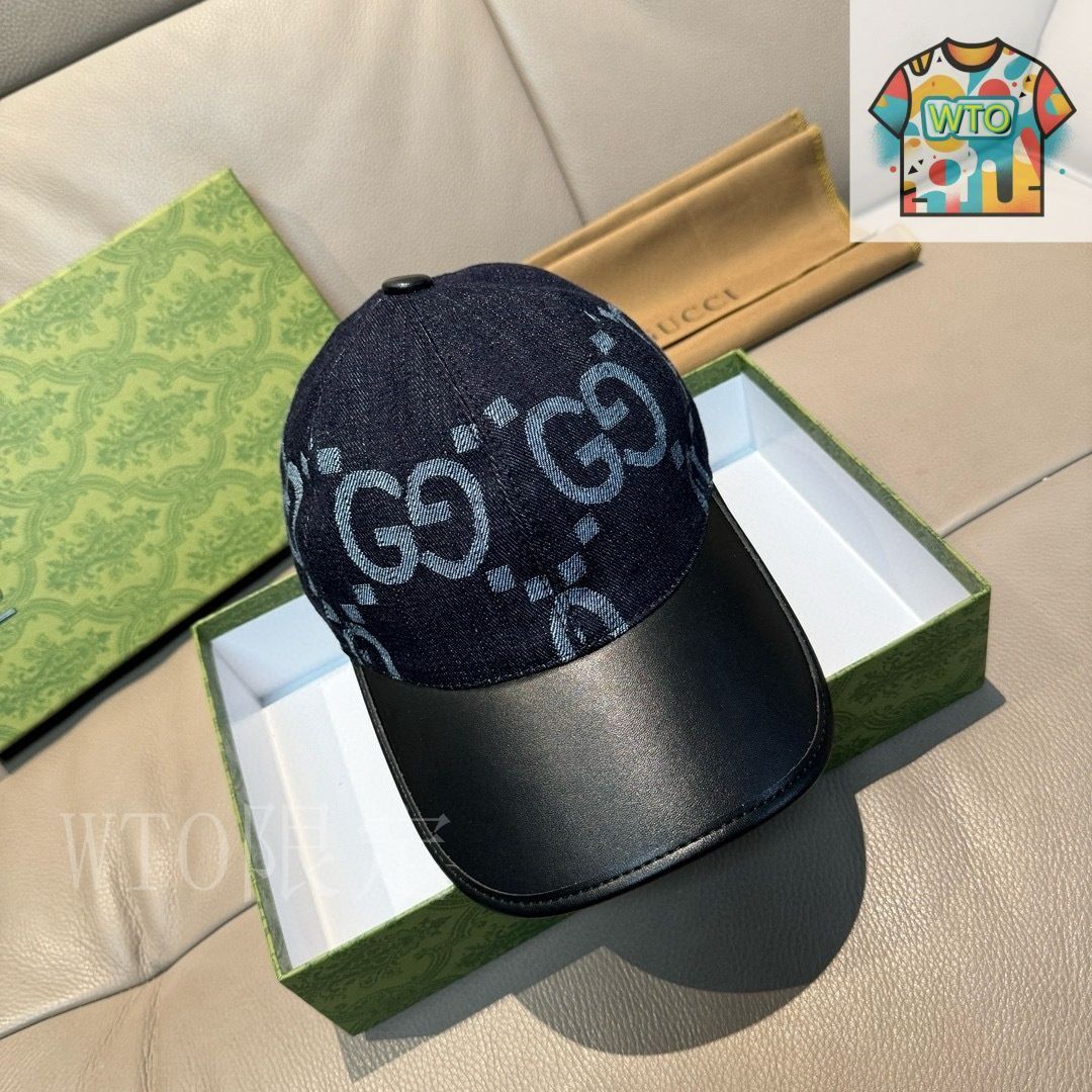 今日特価】Gucci 新作 ビッグダブル G 皮革ミックス キャップ