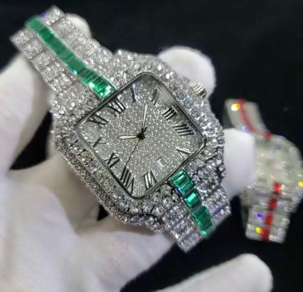  の輝き グリーンライン フルiced outウォッチ ブリンブリン腕時計 その他 時計