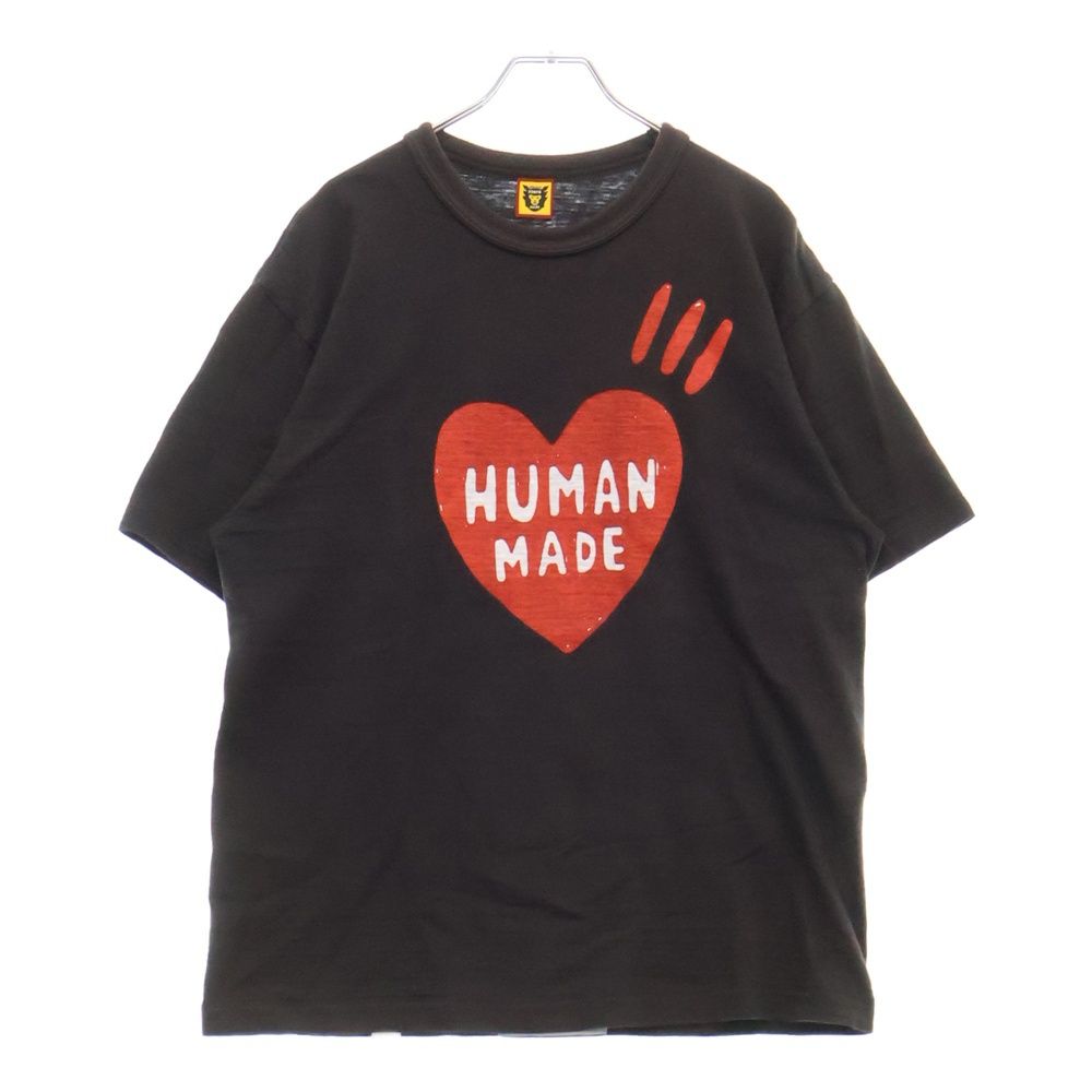 HUMAN MADE (ヒューマンメイド) フロントハートロゴ プリントTシャツ 半袖クルーネックカットソー ブラック