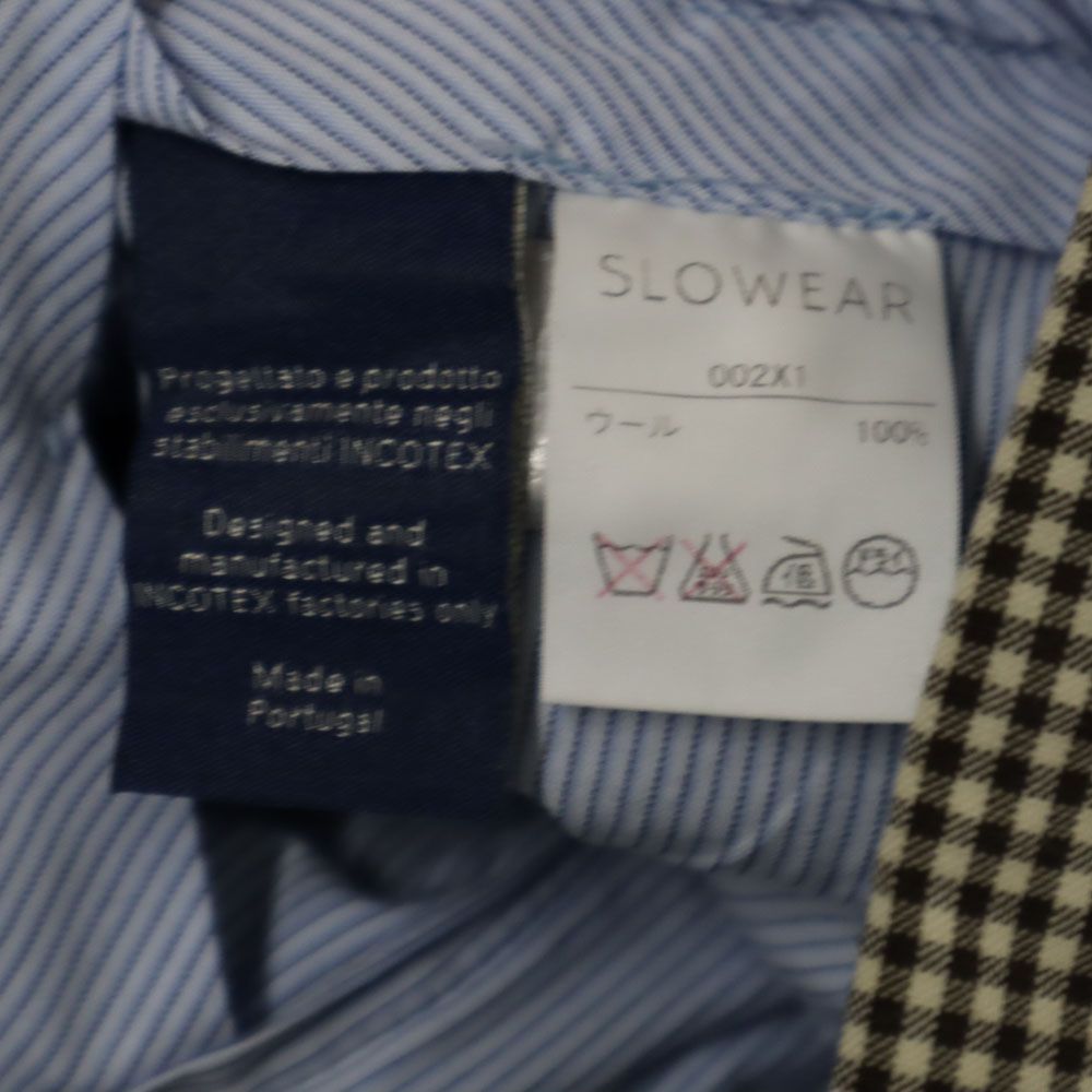 インコテックス ギンガムチェック柄 スラックスパンツ 44 ブラウン系