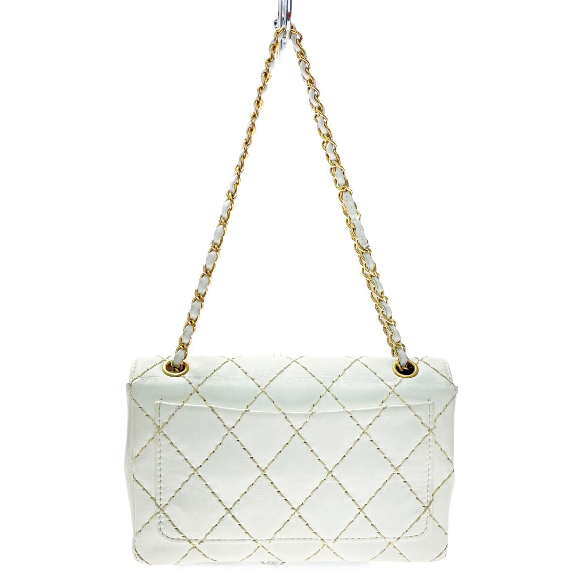 CHANEL シャネル マトラッセ25 ワイルドステッチ A14687 ホワイト チェーンショルダーバッグ ゴールド金具  ギャランティ・布袋有｜中古｜なんでもリサイクルビッグバン
