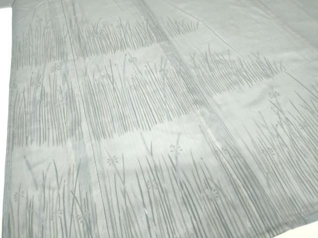 平和屋着物▽訪問着　無双　紗袷　紗×絽　草花文　銀彩　正絹　逸品　DAAV5921az 平和屋着物▽訪問着 無双 紗袷 紗×絽 草花文 銀彩 正絹 逸品