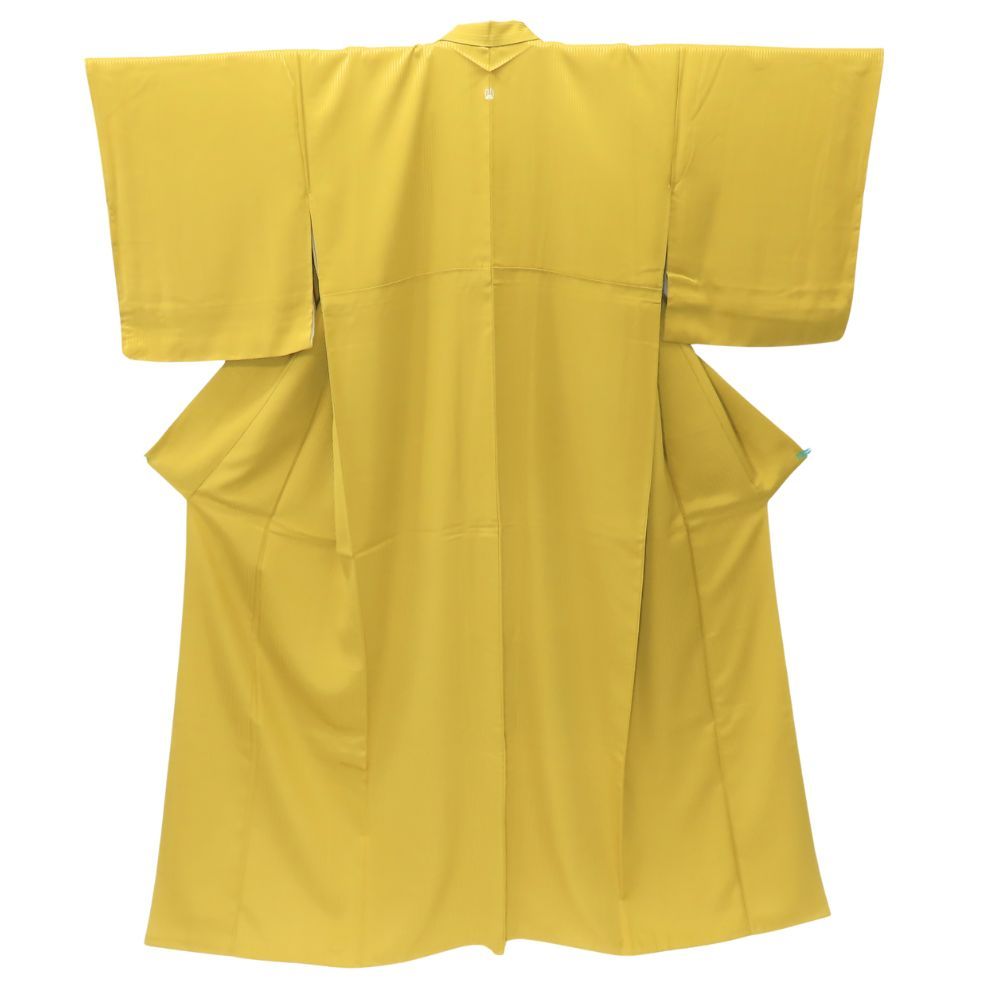 2025新作品質、保証特価！ 色無地 しつけ糸あり 正絹 金銀糸除く からし 縞 1つ紋 和装 呉服 和服 きもの レディース 女性