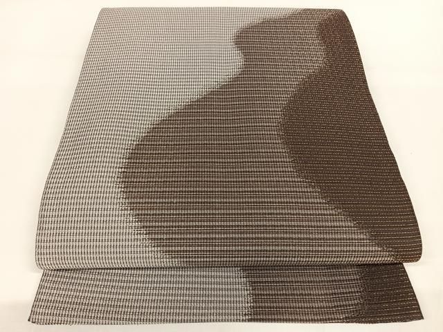 平和屋着物●両面六通柄袋帯　霞文　縞　金糸　さが美扱い　正絹　逸品　AAAW4325np 平和屋着物○両面六通柄袋帯 霞文 縞 金糸 さが美扱い 正絹 逸品