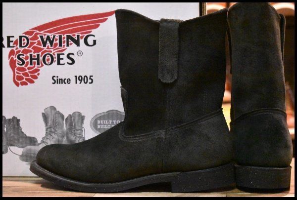 8.5D 箱付 未使用 07年】レッドウィング 8186 黒スエード ペコス