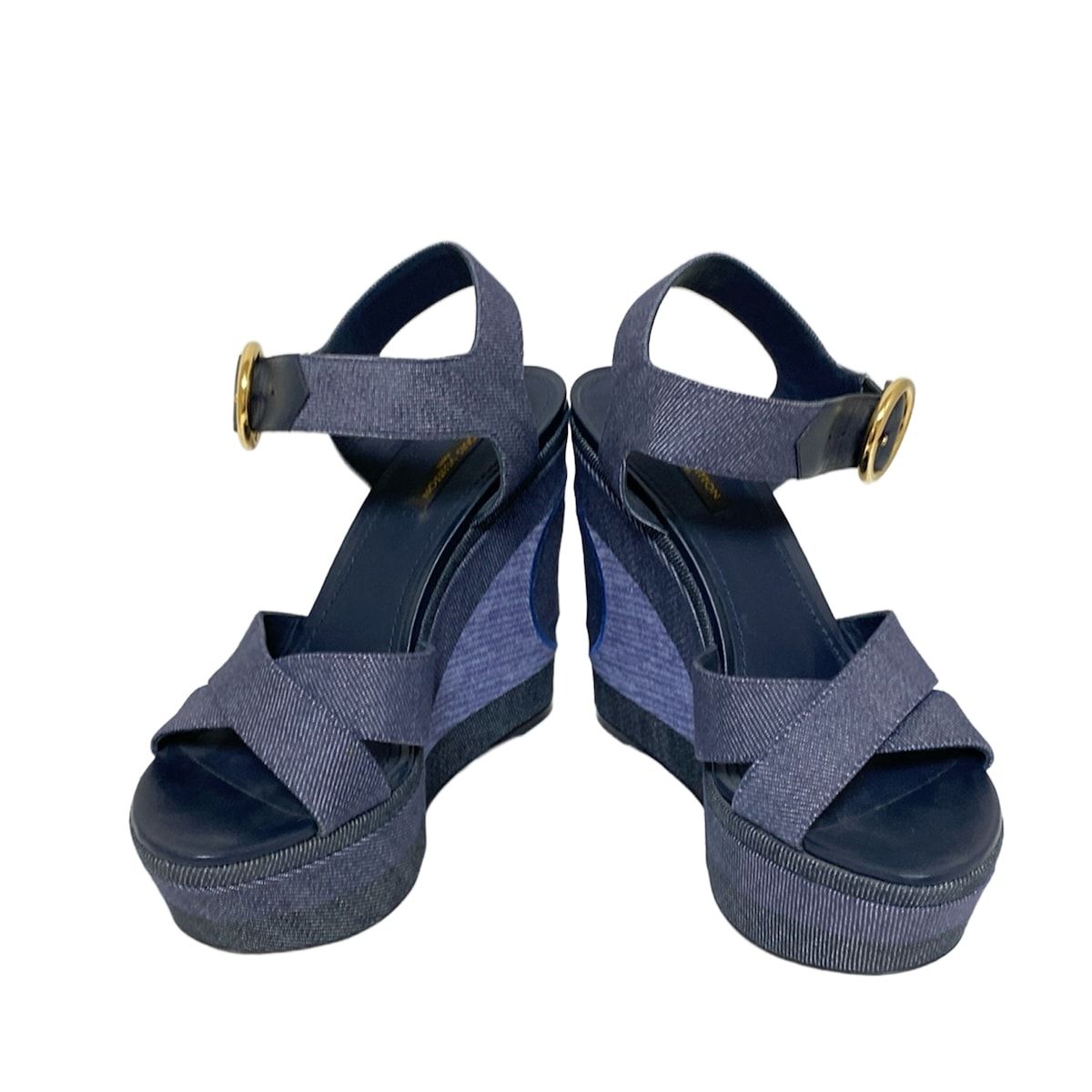 LOUIS VUITTON ルイヴィトン サンダル 36 1|2 レディース ネイビー ウェッジソール