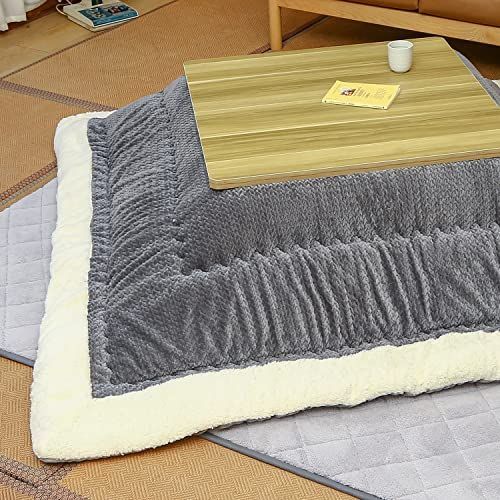 約185x235cm（厚掛けこたつ布団）_グレー JEMA ジェマ こたつ布団 長方形 こたつ厚掛け布団 掛け布団単品 フランネル 発熱綿使用 保温性 丸洗いOK 毛抜けない シープボア額付き 185x235cm グレー