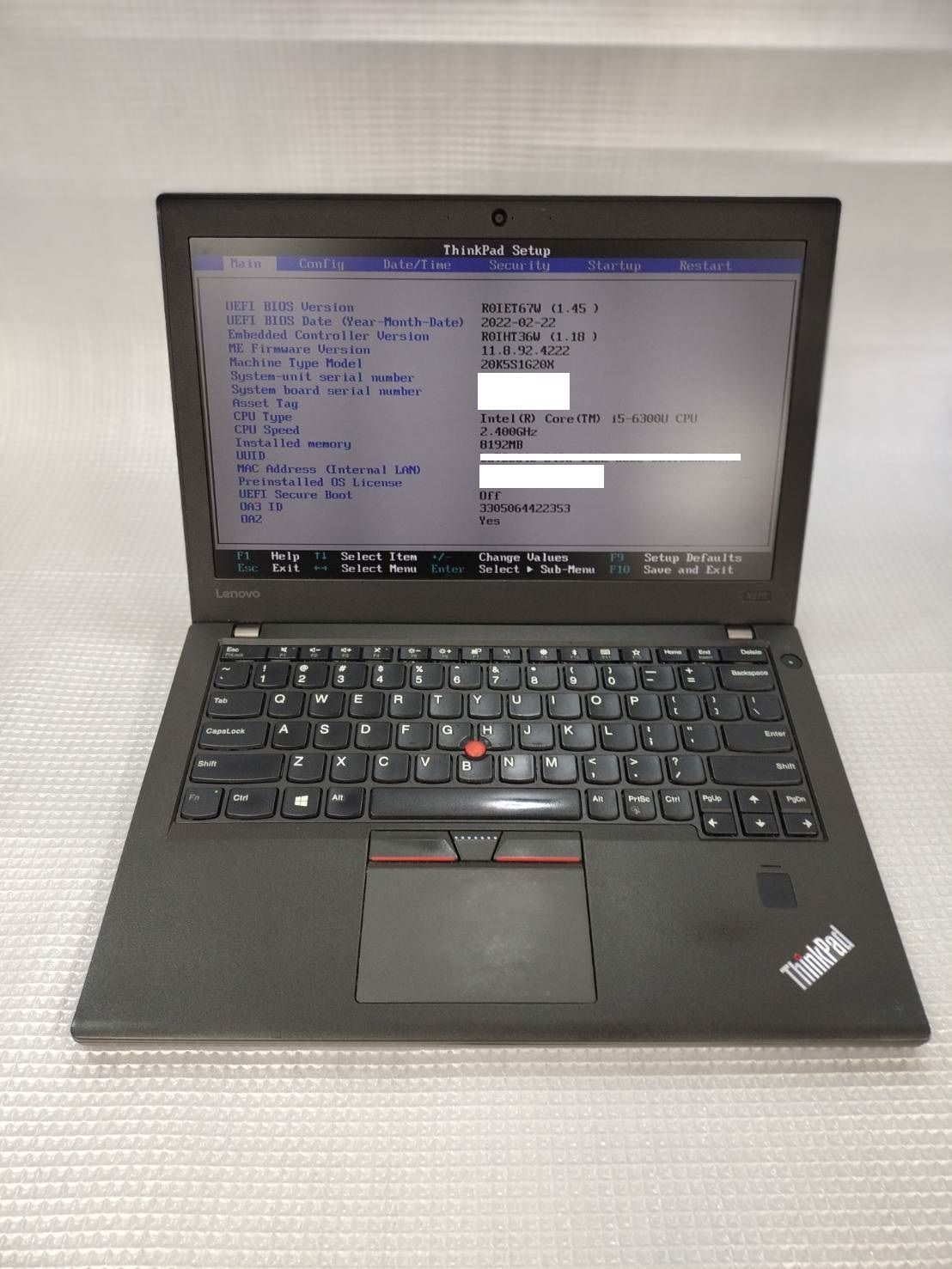 USキーボード(英字)Lenovo Thinkpad X270 i5-6300u - ノートPC