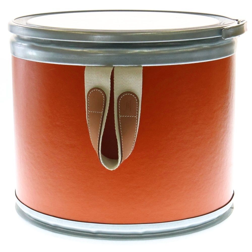 中古　エルメス HERMES  馬具缶　スモールボックス　オレンジ HERMES エルメス セリエ サドルボックス スモール 缶 馬具入れ