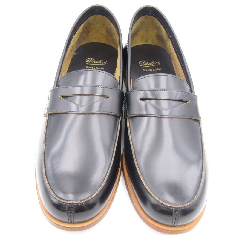 ♥ Paraboot パラブーツ UK6.5 MARSAN 205227 Loafer ローファー スリッポン グロス ガラス加工 レザーソール ブラック 黒 35004823