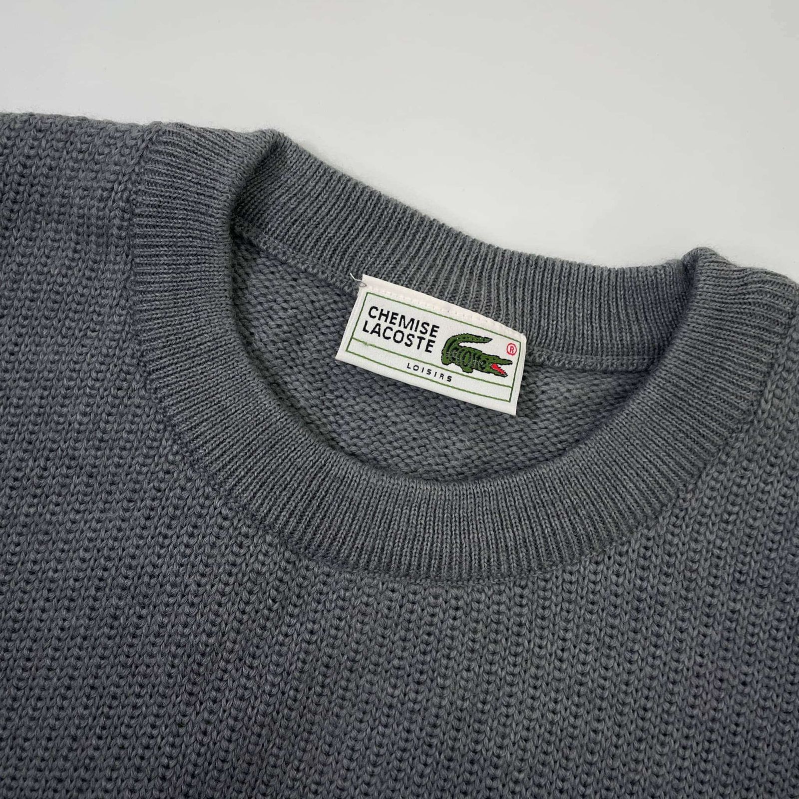 80s vintage CHEMISE LACOSTE ラコステ 文字ワニ ウールニット 