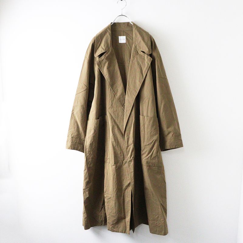 トゥジュー TOUJOURS コットンシルクトレンチコート 2｜ブラウン