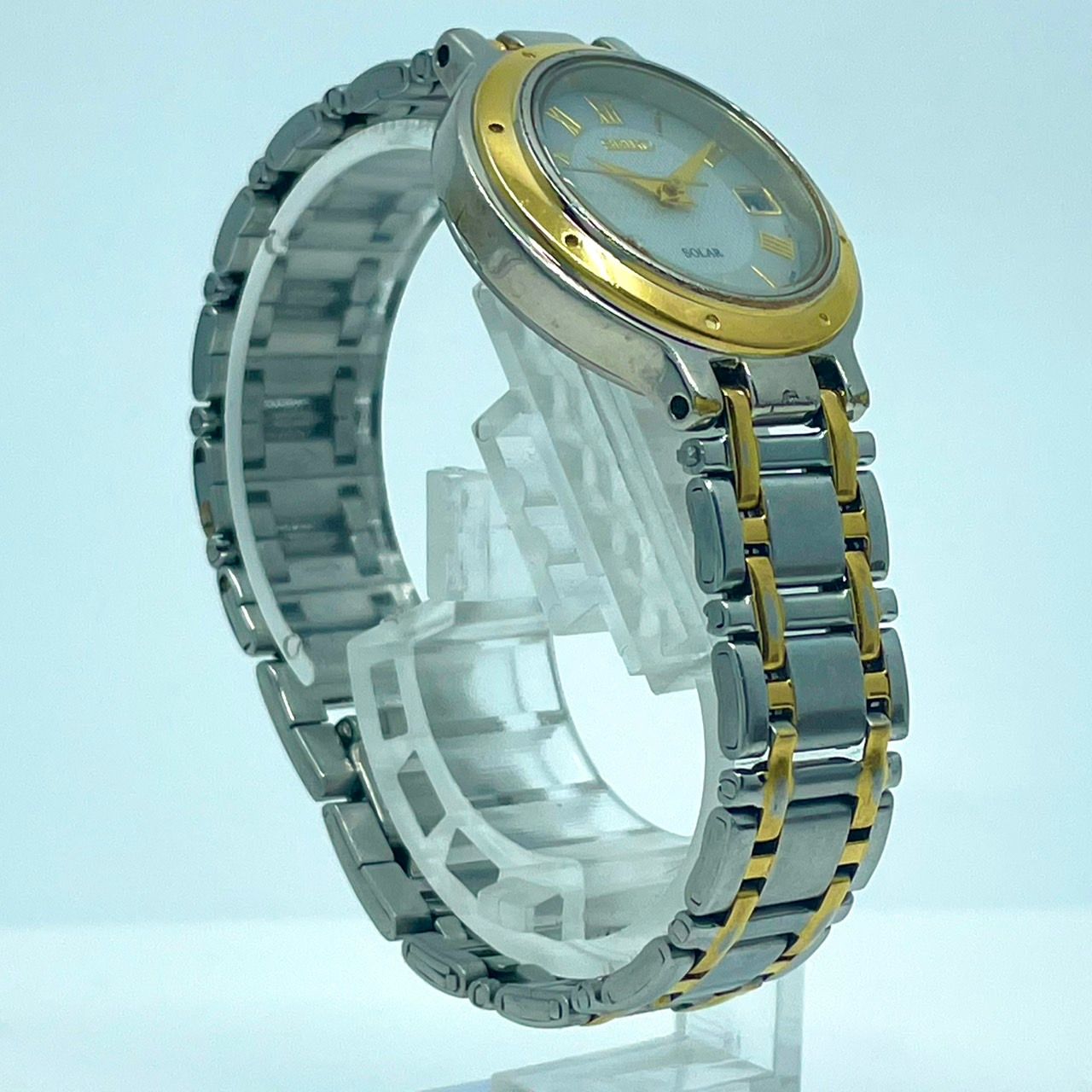 稼働/美品】セイコー 腕時計 V182-0020 ソーラー レディースウォッチ  