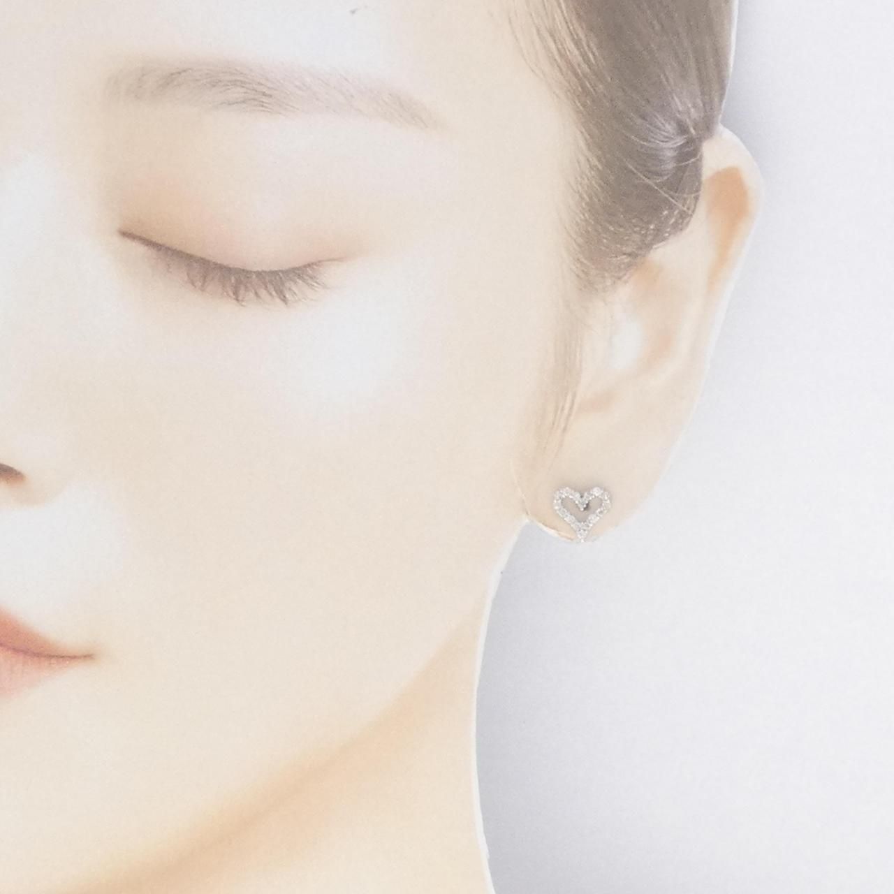 K10WG ハート ダイヤモンド ピアス 0.40CT