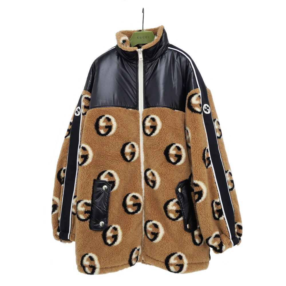 GUCCI ヴィンテージ　フリース 名東】グッチ フリース ジャガード ジップ ジャケット Lサイズ