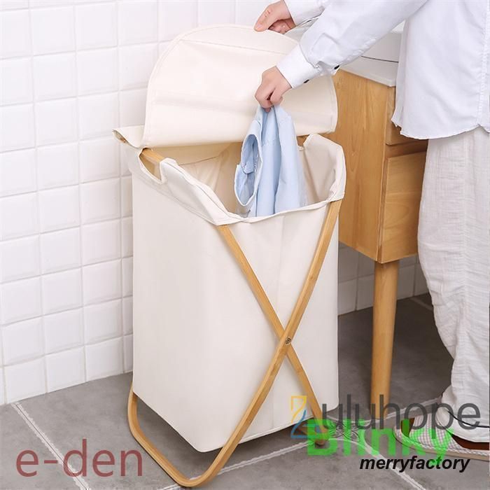 ランドリーバスケット おしゃれ 竹製ランドリー シンプル 洗濯かご 折りたたみ式 オシャレ 玩具収納 小物収納 組み立て式 70 47 34cm 新生