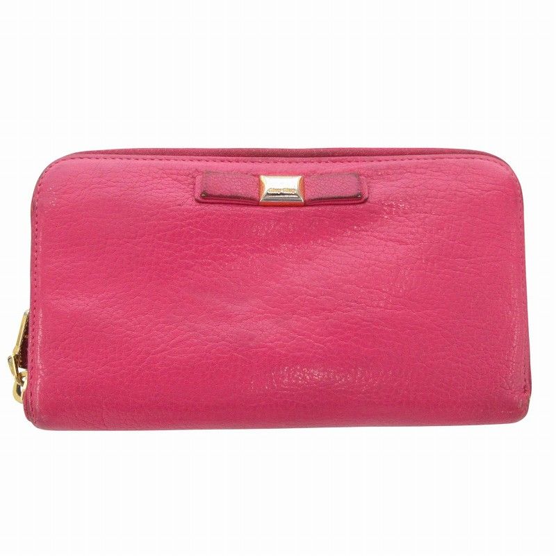 ミュウミュウ miumiu 長財布 ウォレット レザー ラウンド