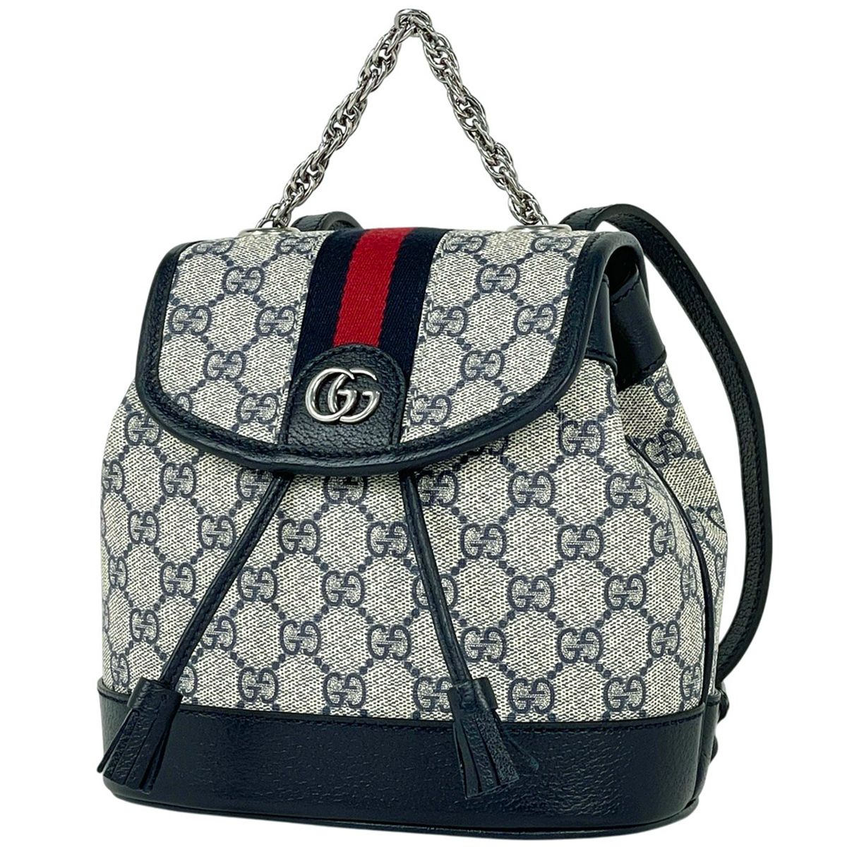 グッチ GUCCI GG柄 リュックサック デイバッグ バックパック ダブルG シェリーライン ウェブ リュック GGスプリーム ネイビー 795221 レディース