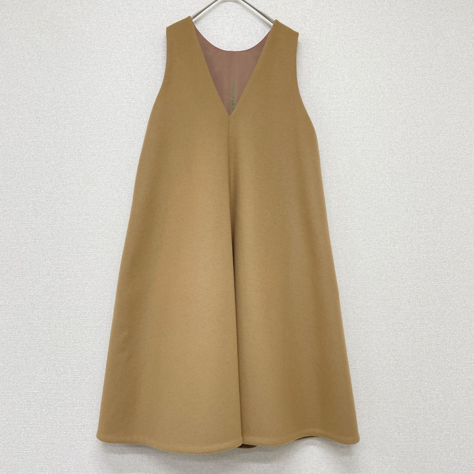 TOMORROWLAND collection トゥモローランド ノースリーブワンピース ロング ノースリーブ フ ウール ベージュ レディース 36