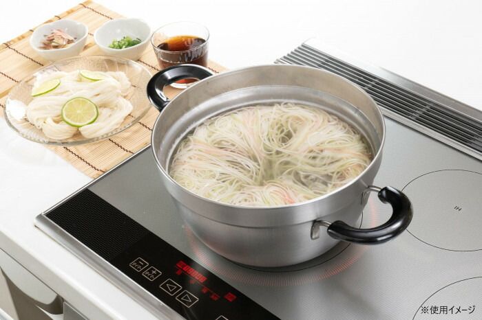 燕三 IH対応ふきこぼれにくい片手鍋16cm＆両手鍋23cm 目皿付 EM-011