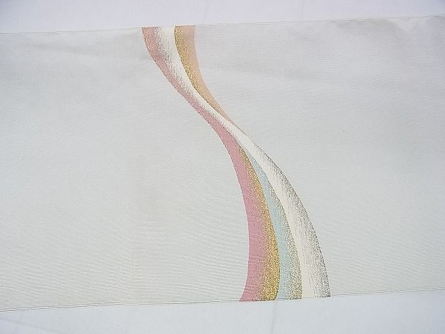 平和屋2□極上 西陣 小川英謹製 爪掻き本綴れ 八寸名古屋帯 流水文 金  