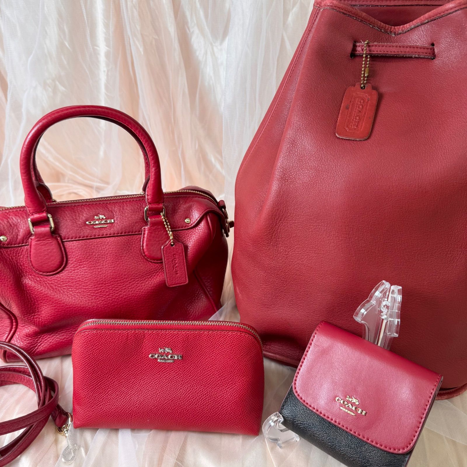 OLD COACH オールド コーチ クラブタンレザー ミニウォレット レッド 10％クーポン】①🌈稀少あり B～Dランク COACH コーチ オールド