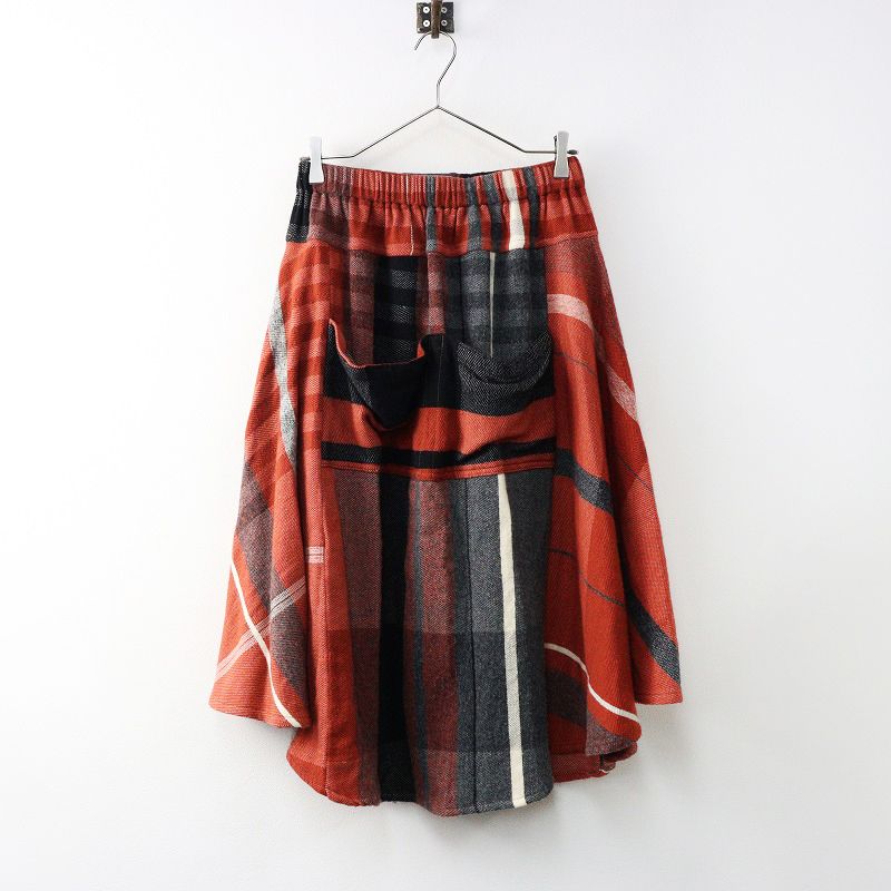 タマキニイメ 玉木新雌 tamaki niime chotan skirt ウールコットン チョタンスカート レッドXグレー |ワイド フ 2400014375749