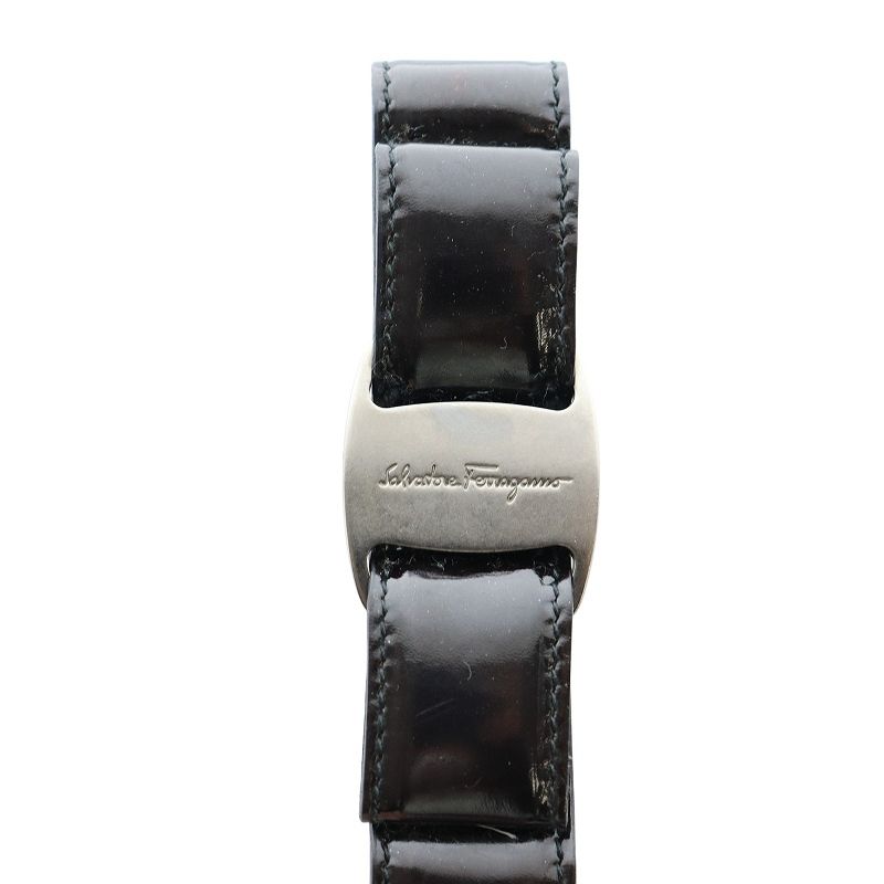 Salvatore Ferragamo ヴァラ リボンベルト ブラック 極美品 Salvatore Ferragamo ヴァラ リボンベルト ブラック 極美品