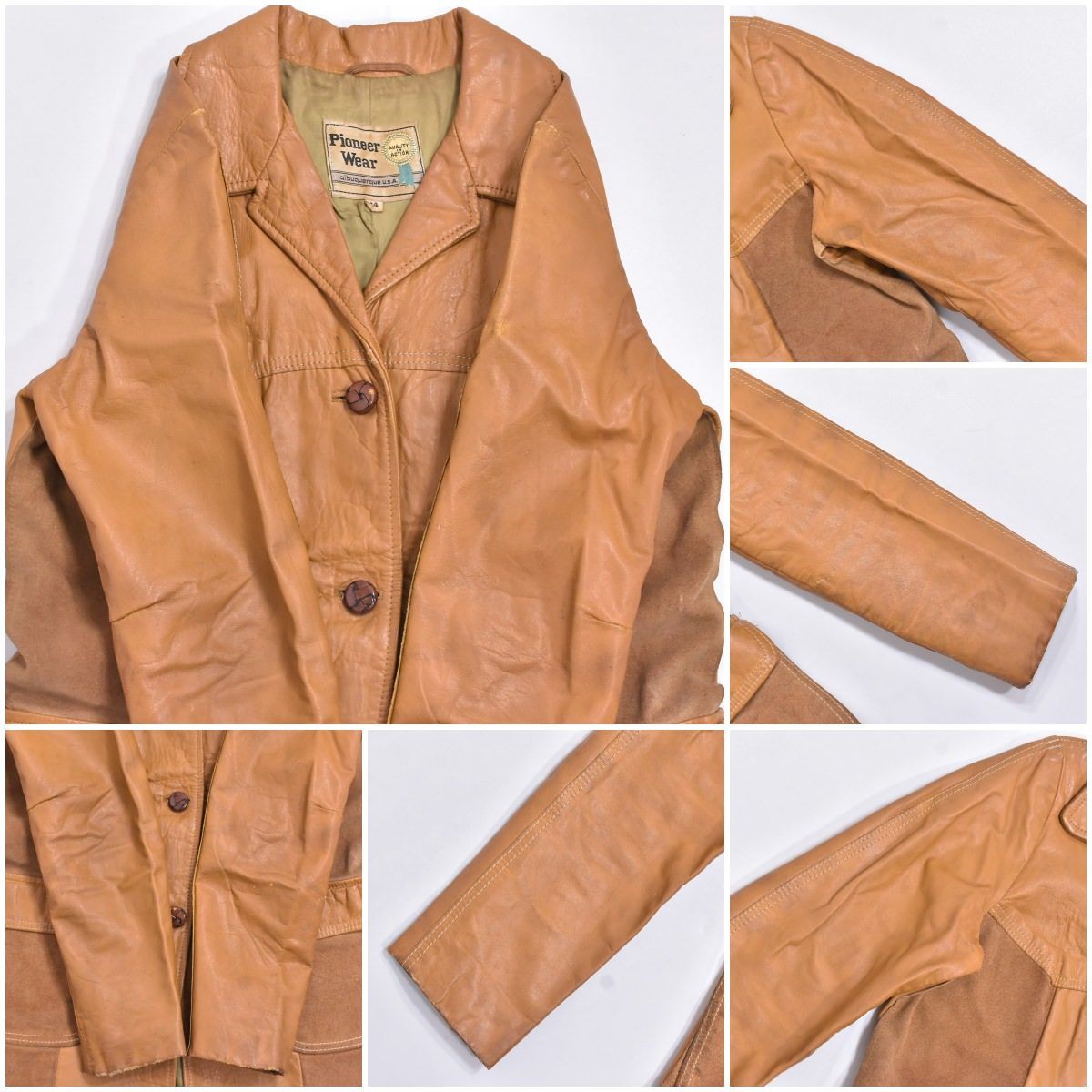 70s Pioneer Wear パイオニア 切替デザイン レザーコート ジャケット