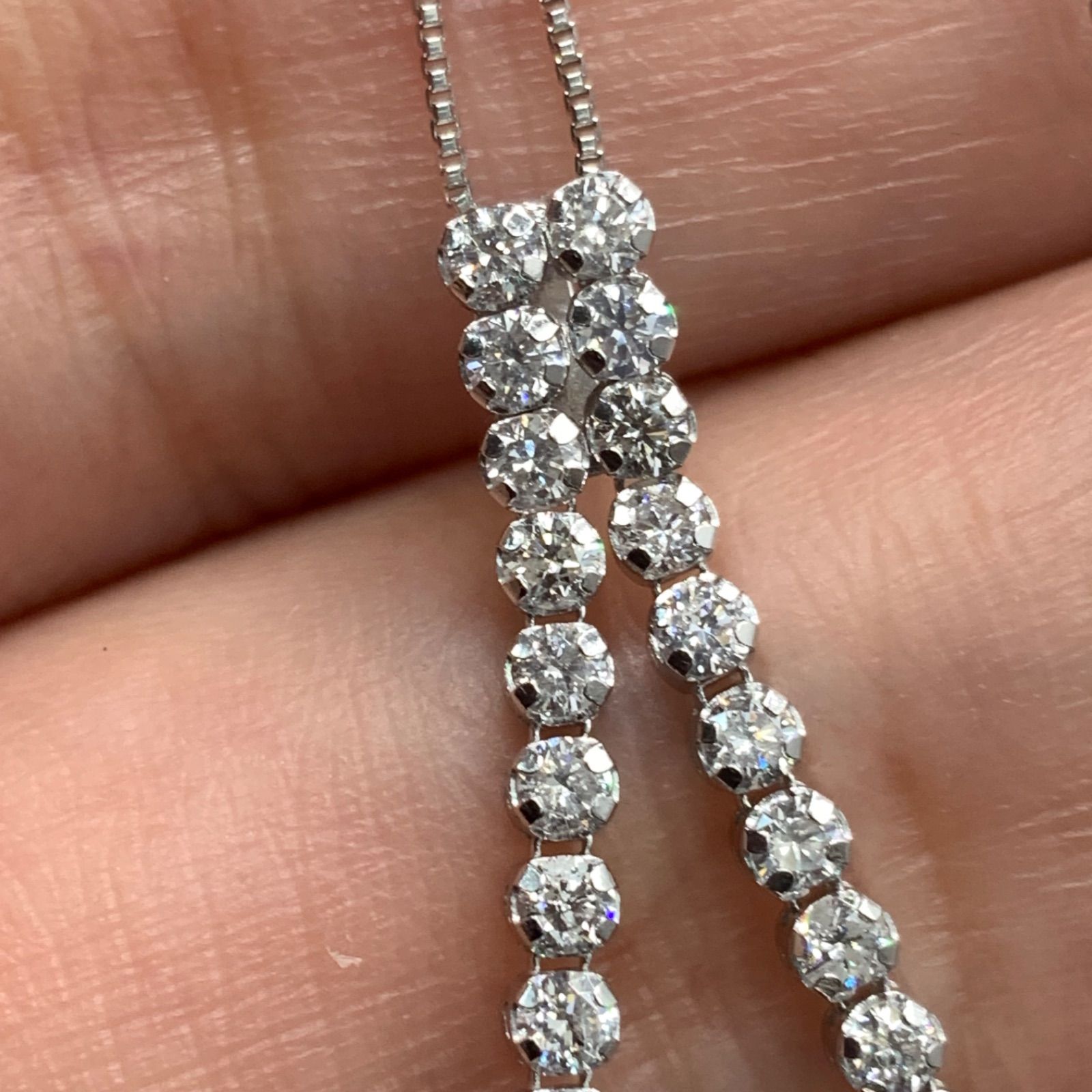 PT850 ダイヤモンドパールネックレス　45cm ダイヤモンド パール ネックレス Pt850 pt900 3.8g 約45cm