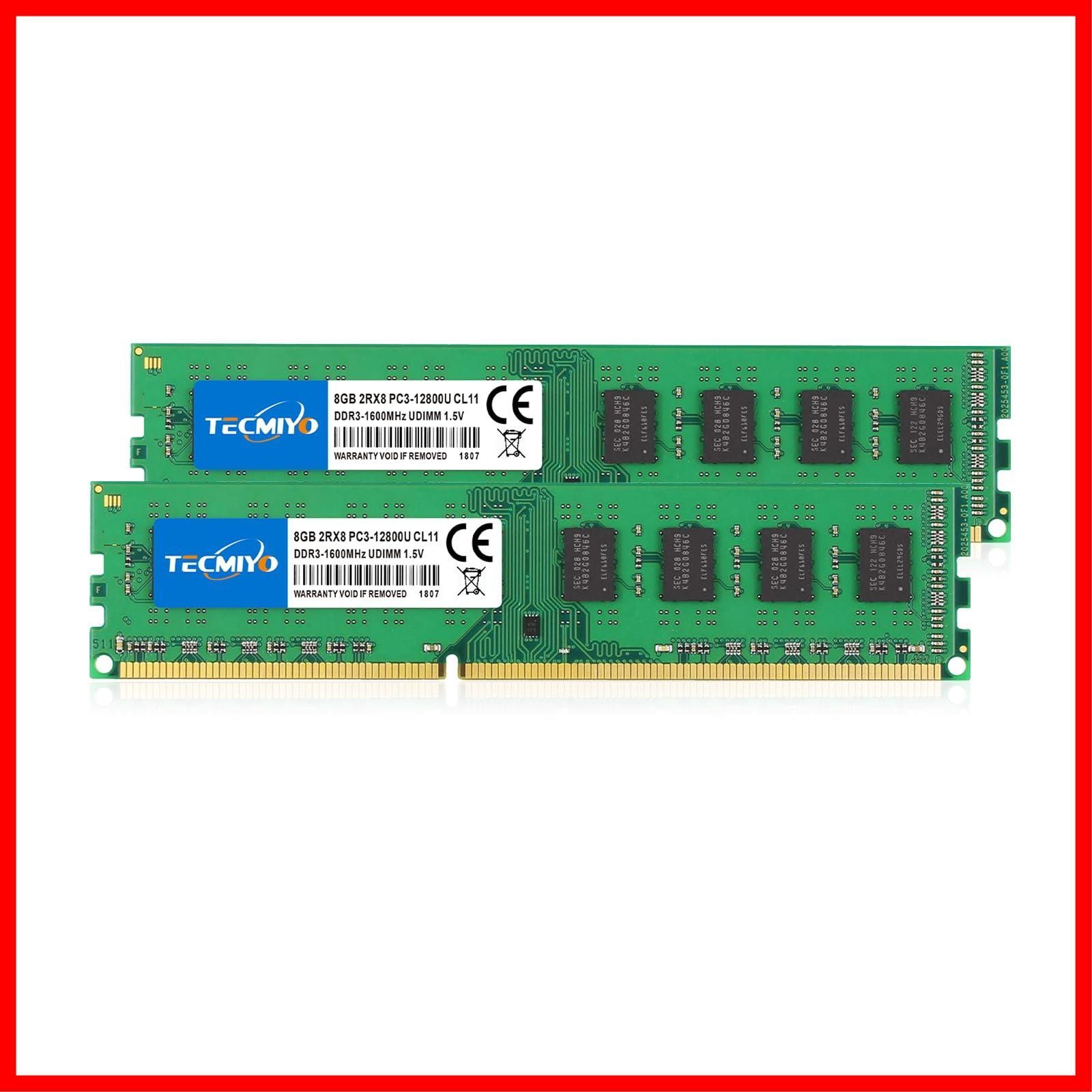 【在庫処分】ハイスピード転送 8GB×2枚 安定 対応 DIMM 240pin 1600 DDR3 PC3-12800 デスクトップPC用メモリ 増設メモリ メモリ TECMIYO