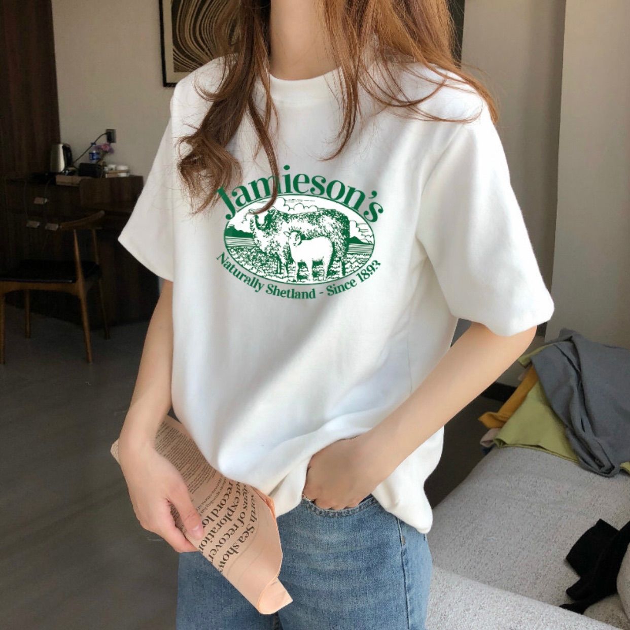 ⭐︎大人気⭐︎ 羊のロゴTシャツ ホワイト フリーサイズ - メルカリShops