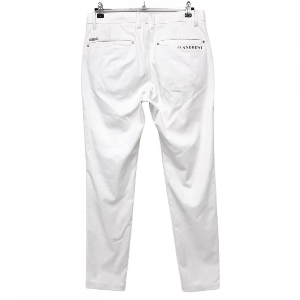 セントアンドリュース パンツ 白 ロゴ総柄地模様 裏起毛 メンズ