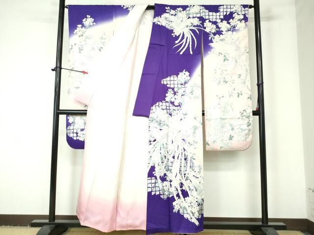 平和屋着物□豪華振袖 駒刺繍 鳳凰枝桜文 銀彩 正絹 逸品