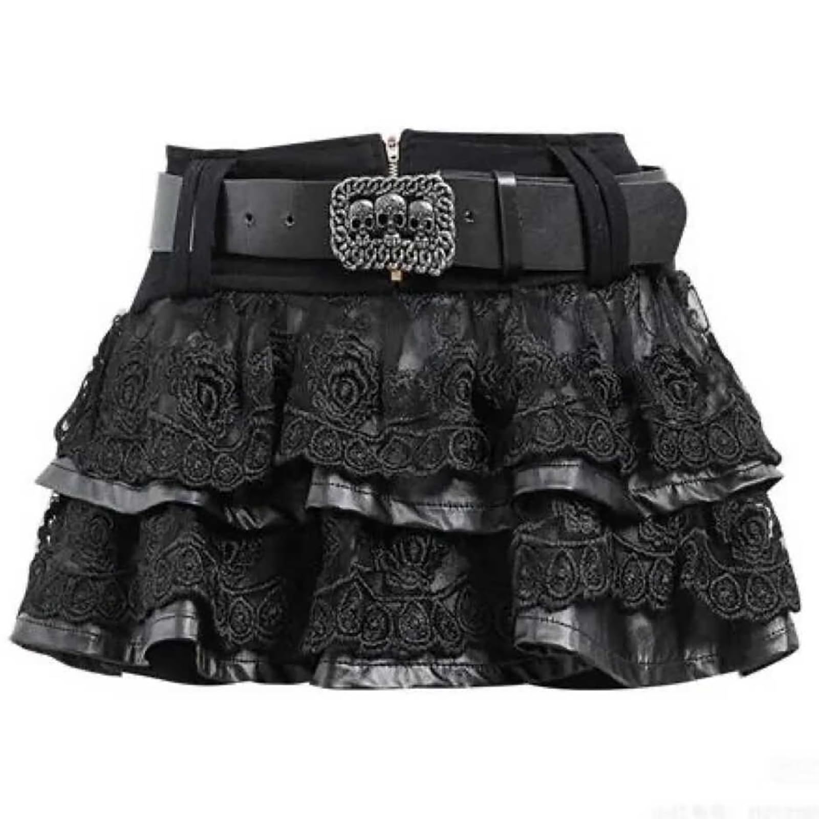 スカート 髑髏 ベルト ミニ 服 2点セット 春 秋 レディース 夏