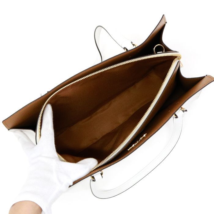 コーチ COACH テイタム キャリーオール PVC / レザー シグネチャー C4075 トートバッグ 肩掛け 2WAYバッグ ハンドバッグ ビジネスバッグ レディース メンズ ホワイト / グレー 美品 中古 mbc11006 コーチ COACH テイタム キャリーオール PVC / レザー シグネチャー