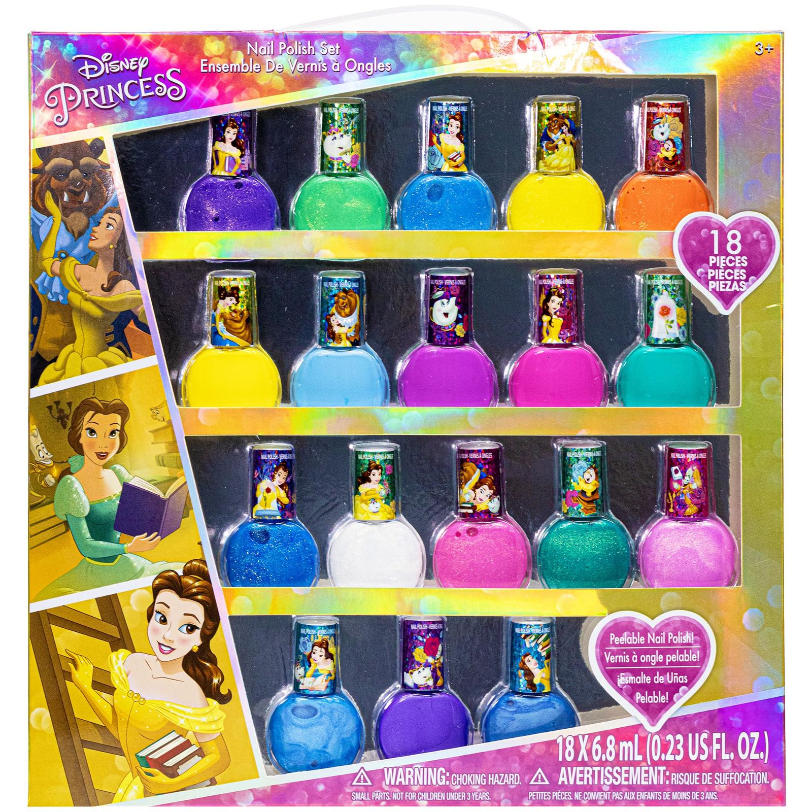TownleyGirl ディズニープリンセス【18本セットはがせるマニキュア 箱入り】 キッズ用ネイル 子供用 美女と野獣 ベル 品 