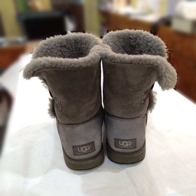 24cm UGG グレー ムートンブーツ ファー付き ベージュ