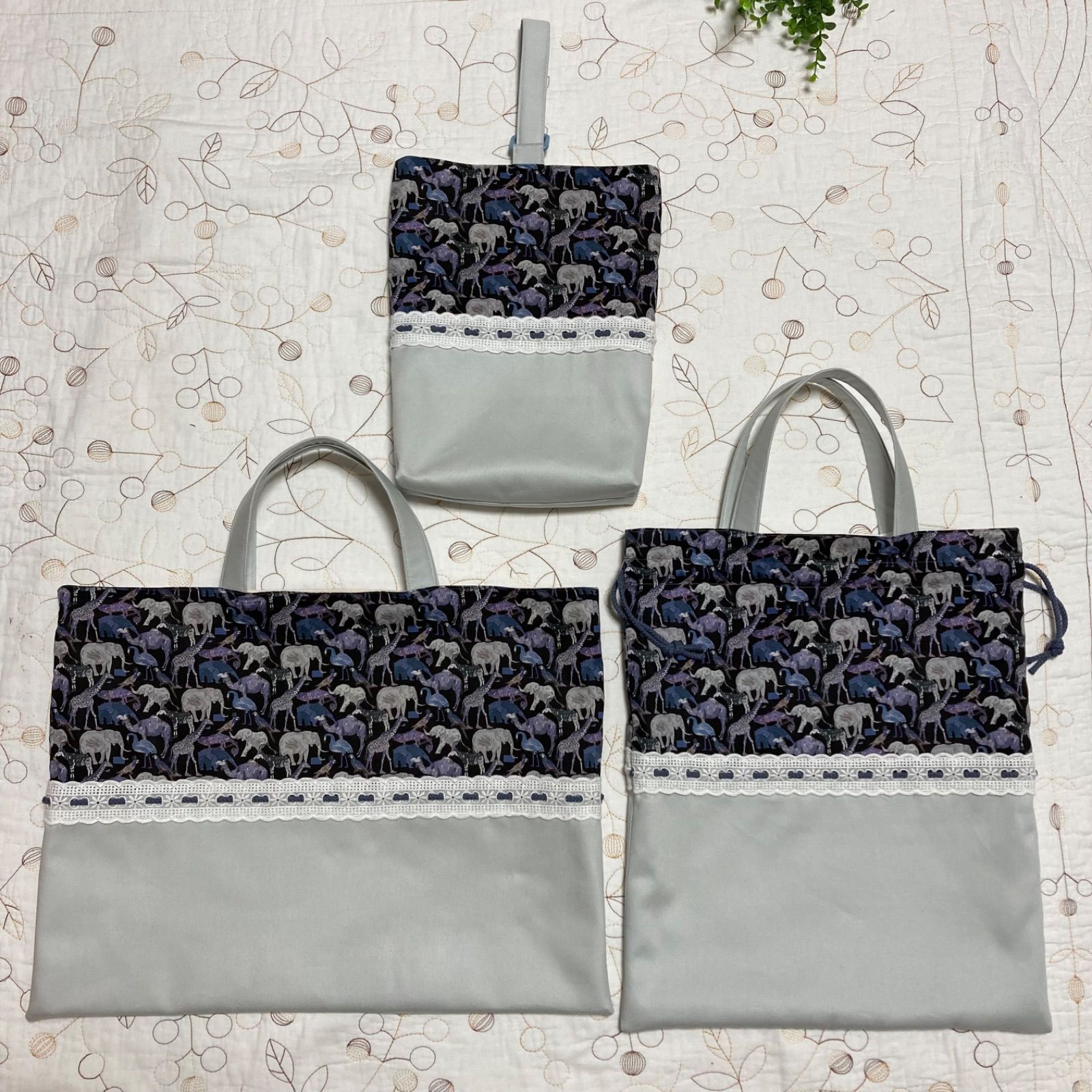 ハンドメイド　入園入学グッズ　3点セット　リバティ　キューフォーザズー リバティ ハンドメイド 入園入学グッズ 3点セット キューフォー