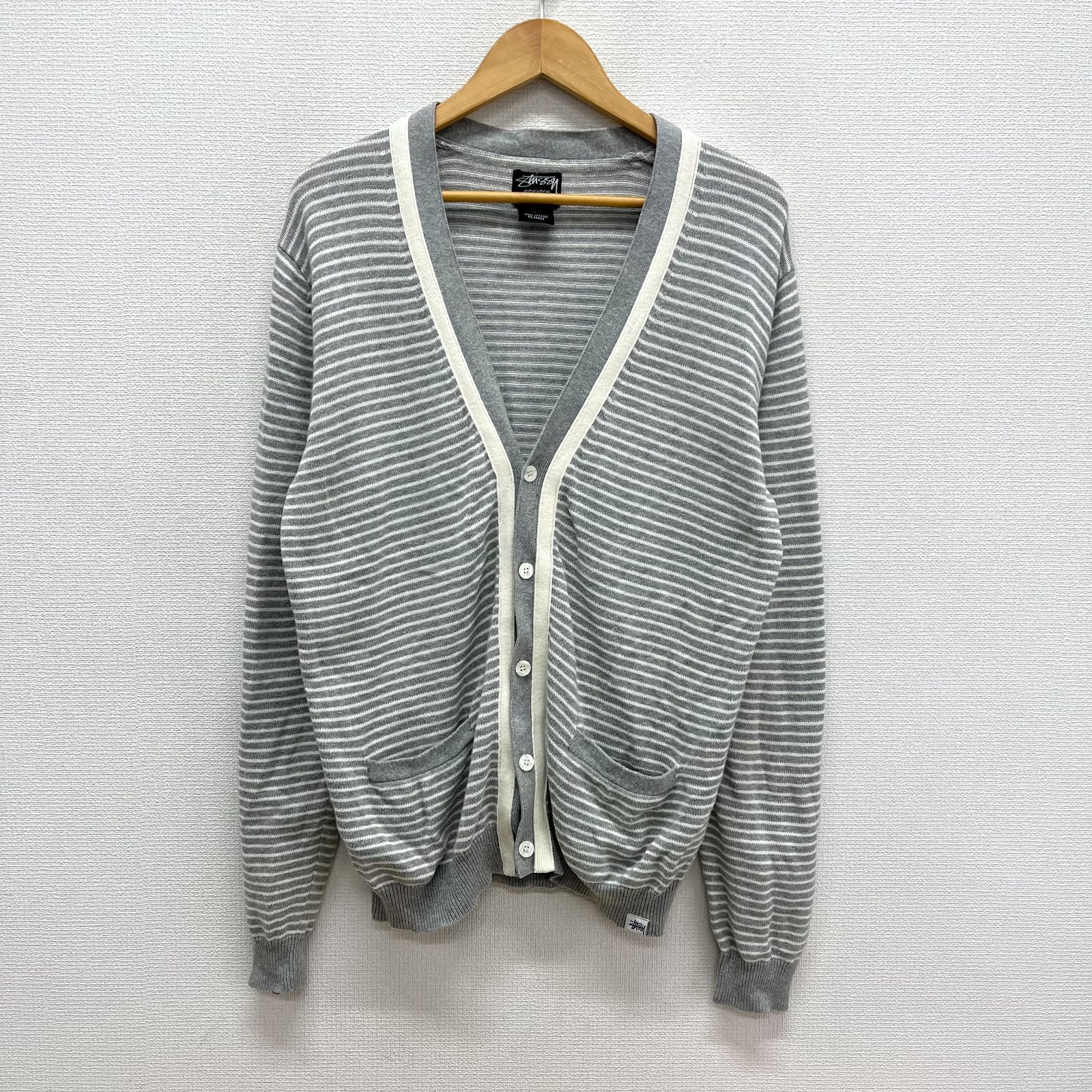 STUSSY ステューシー ボーダー カーディガン L 10122698 - メルカリ