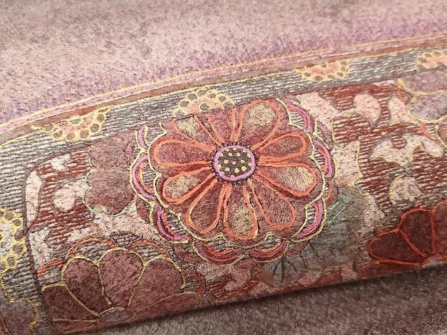 平和屋着物○太鼓柄袋帯 紬地 鎧縅文 金彩 正絹 逸品 CAAX9565yk