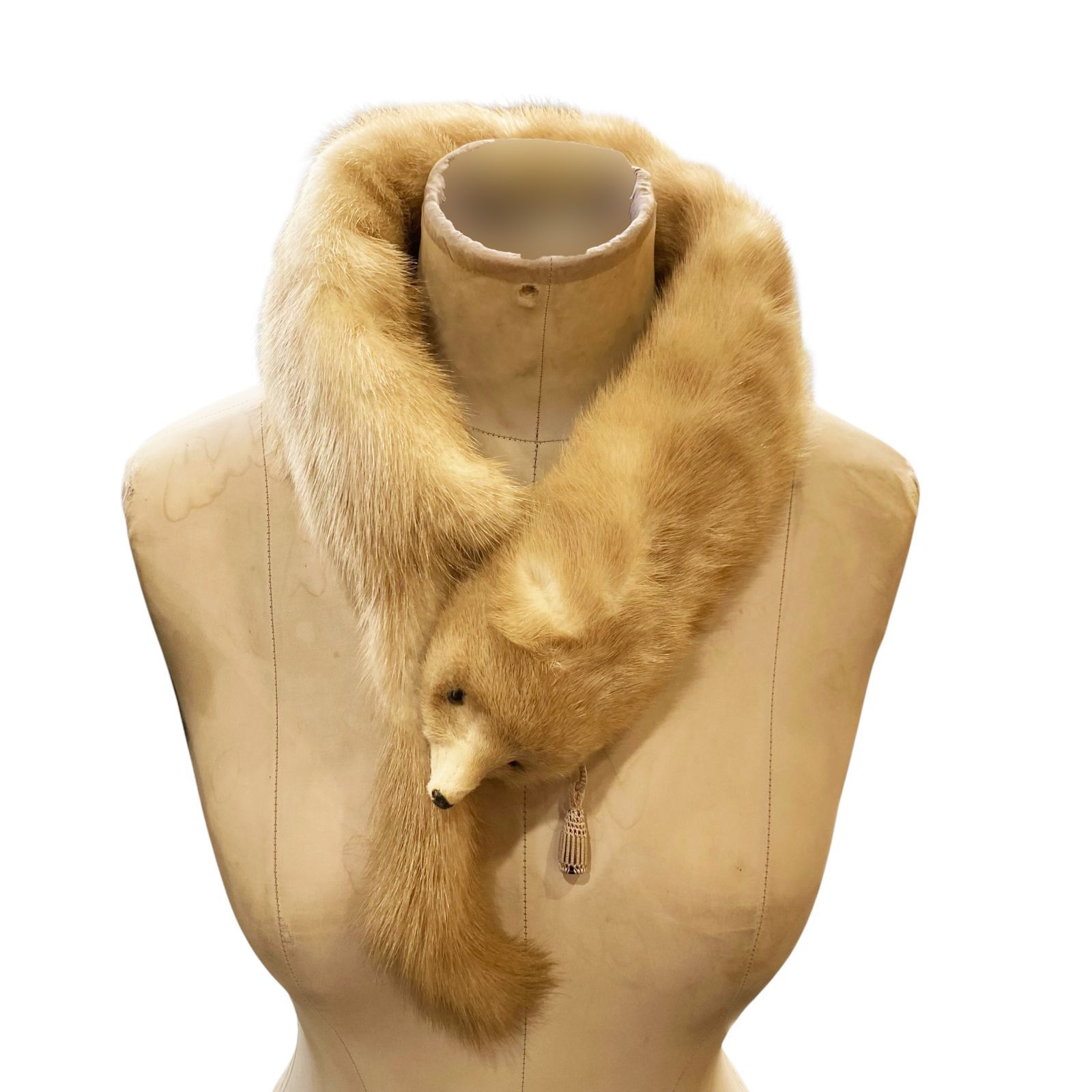 中古○大洋ミンク○ ミンクファー ティペット マフラー ベージュ