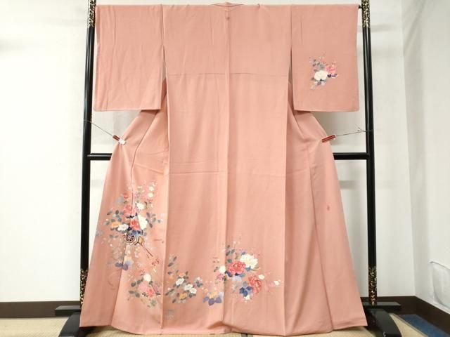 平和屋着物○本加賀友禅作家 岡本幸治 訪問着 牡丹花車文 三越扱い