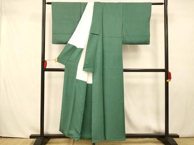 平和屋着物□上質な色無地 草花地紋 木賊色 正絹 逸品 aaax7175fw  