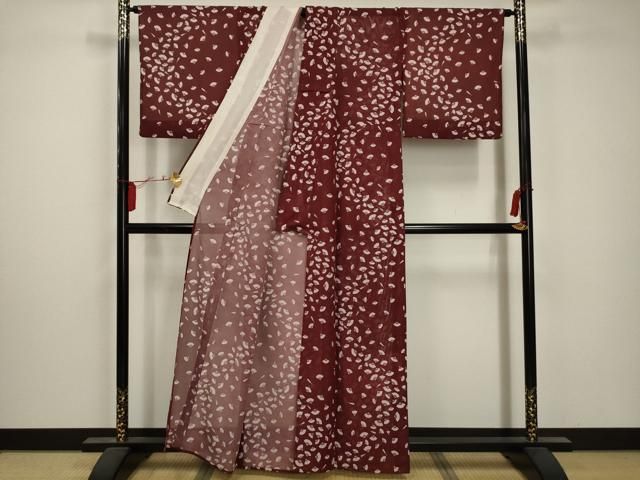 平和屋着物 夏物 小紋 絽 扇面文 洗える着物 AABA5636sx