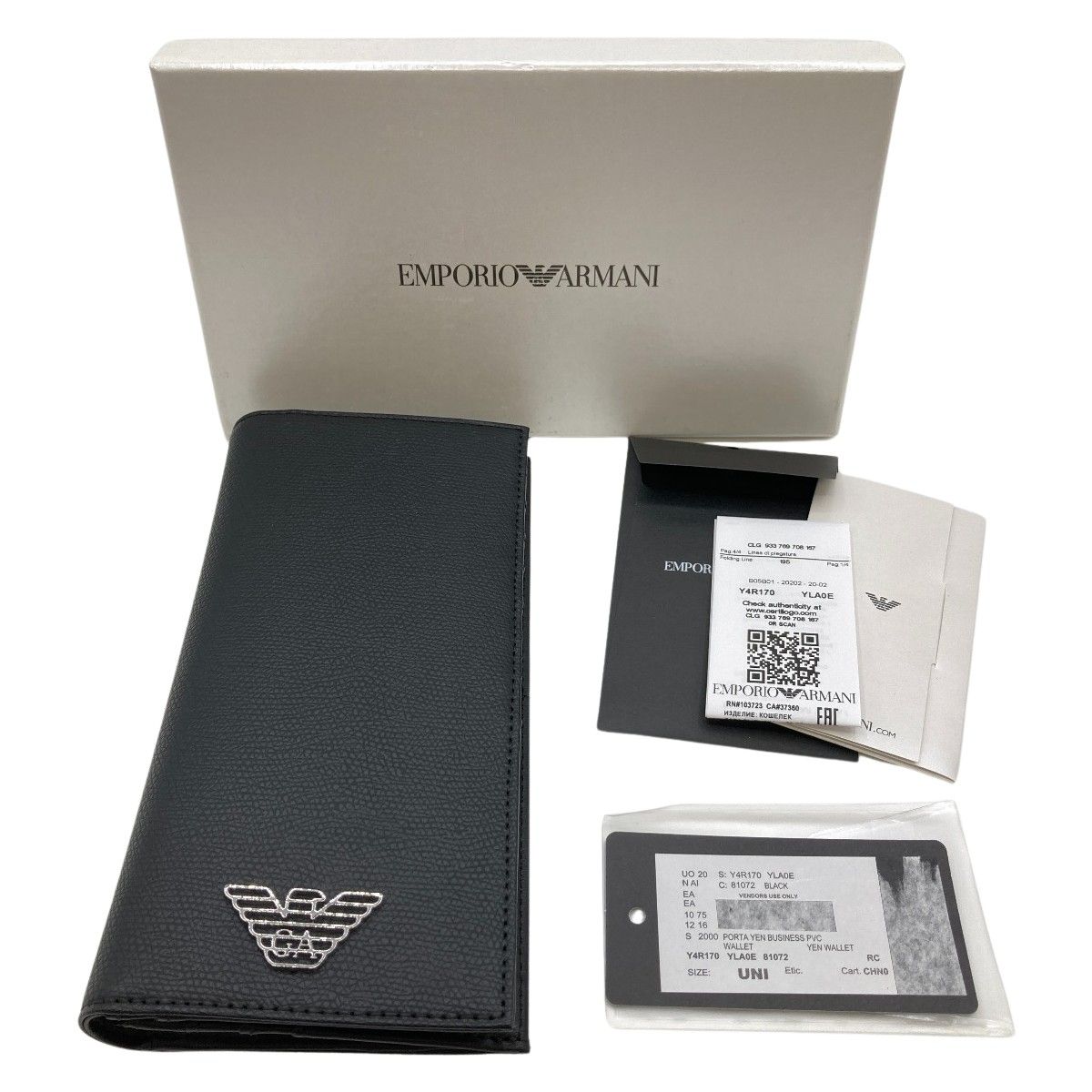 ◎◎EMPORIO ARMANI エンポリオアルマーニ 長財布 2つ折り 箱付 Y4R170 ブラック