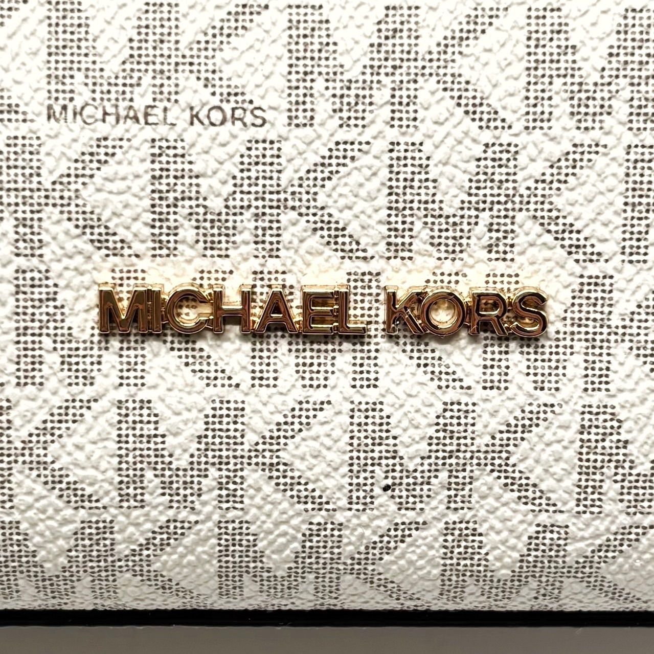 MICHAEL KORS (マイケルコース) 総柄 レザーショルダーバッグ ホワイト 